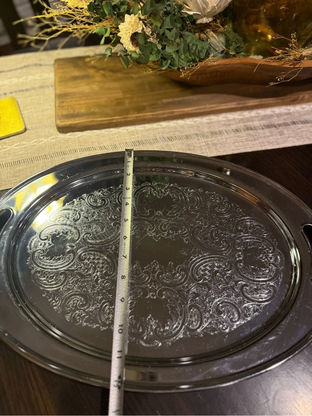 Eton Ornate Silver-Tone Serving/Butlers Tray with Handles 17.5”